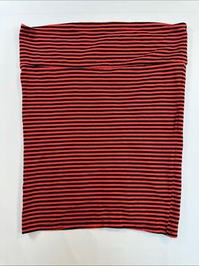 Torrid Size 2 Plus Size Red & Black Striped Knee Length Bodycon Skirt